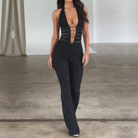 Zwarte Transparante Lace-Up Jumpsuit – Noa
