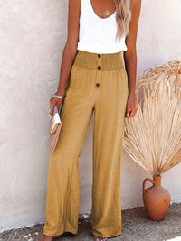 Dames Linnenbroek met Hoge Taille en Wijde Pijp – Livia
