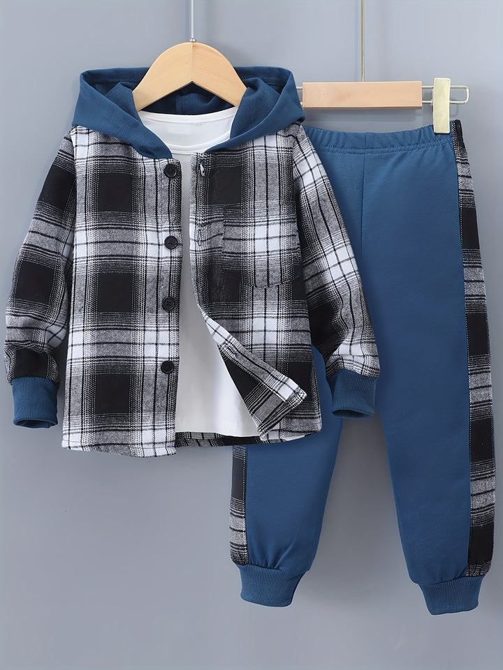 2-delige Jongensset Jordy met Geruite Hoodie en Joggingbroek