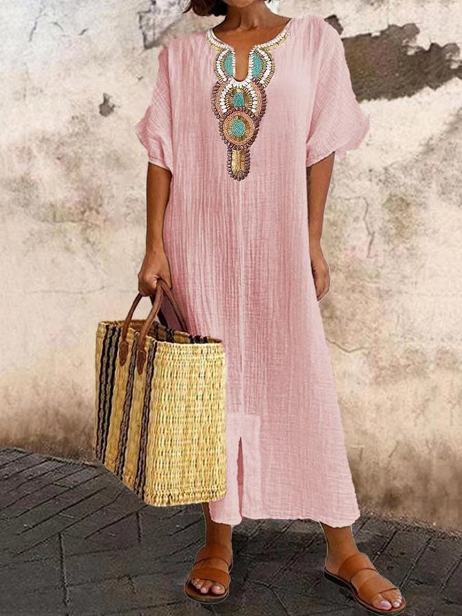 Kaftan Maxi-jurk met Borduursels – Yasmin