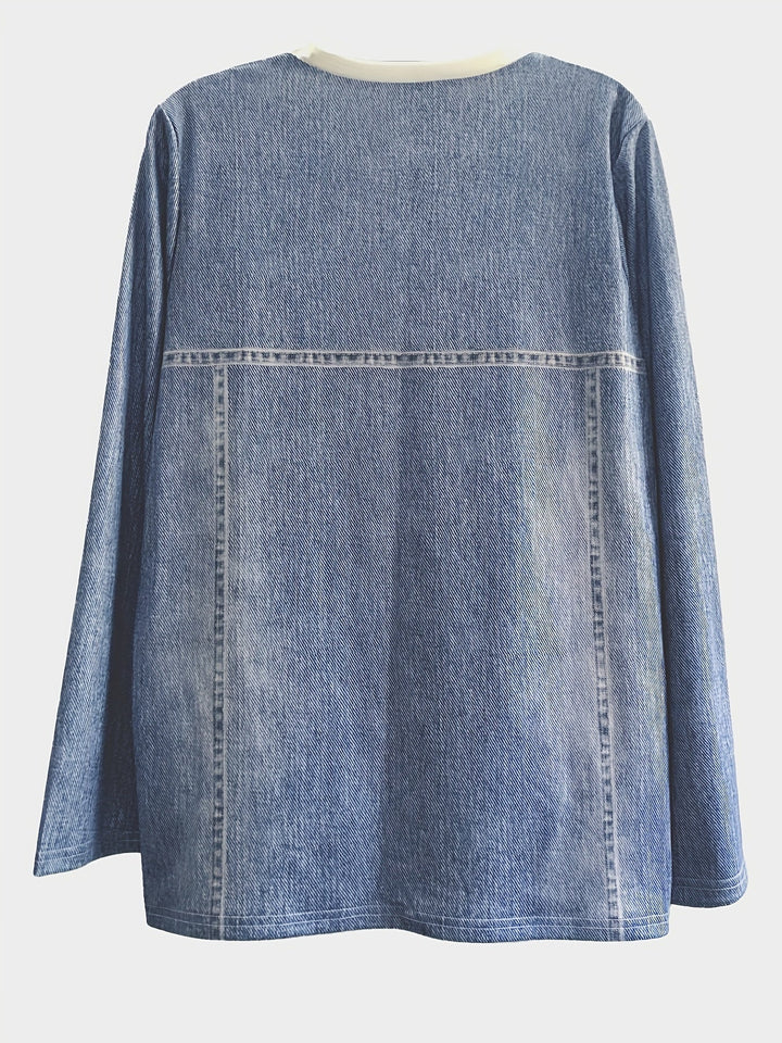 Koszulka z nadrukiem kotów i modnymi detalami w blokach kolorów - Celeste