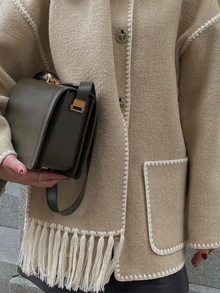 Lange Wollen Damesjas voor de Herfst – Amelie