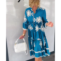 Trendy Jurk met Bloemenprint en 3/4 Mouwen – Elin
