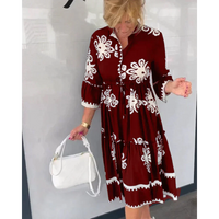 Trendy Jurk met Bloemenprint en 3/4 Mouwen – Elin