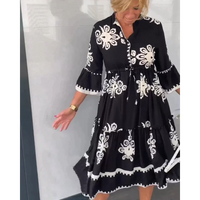 Trendy Jurk met Bloemenprint en 3/4 Mouwen – Elin