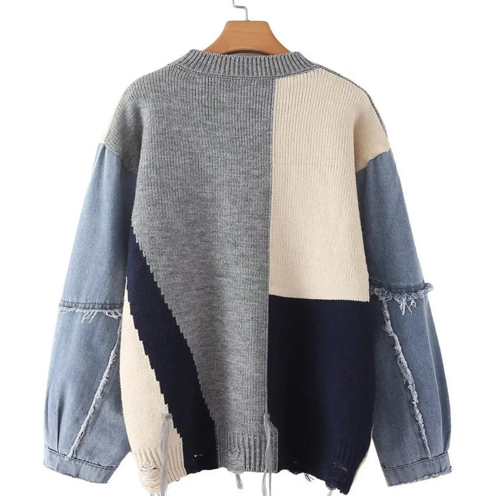 Vrolijke Patchwork Sweater voor Dames - Liora
