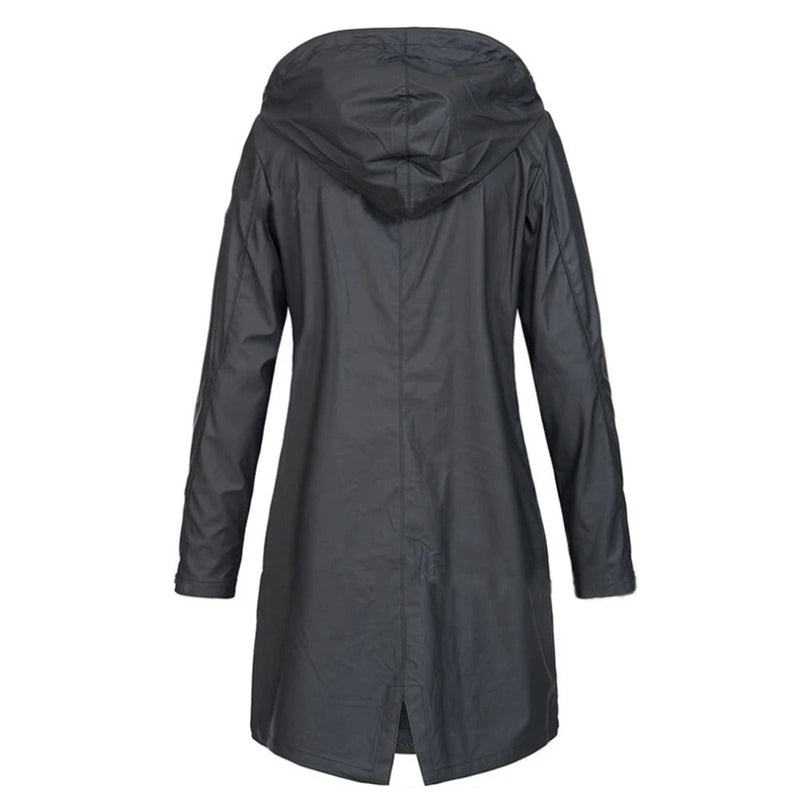 Lange Dames Herfstjas met hoge kraag & knoopsluiting – Leandra