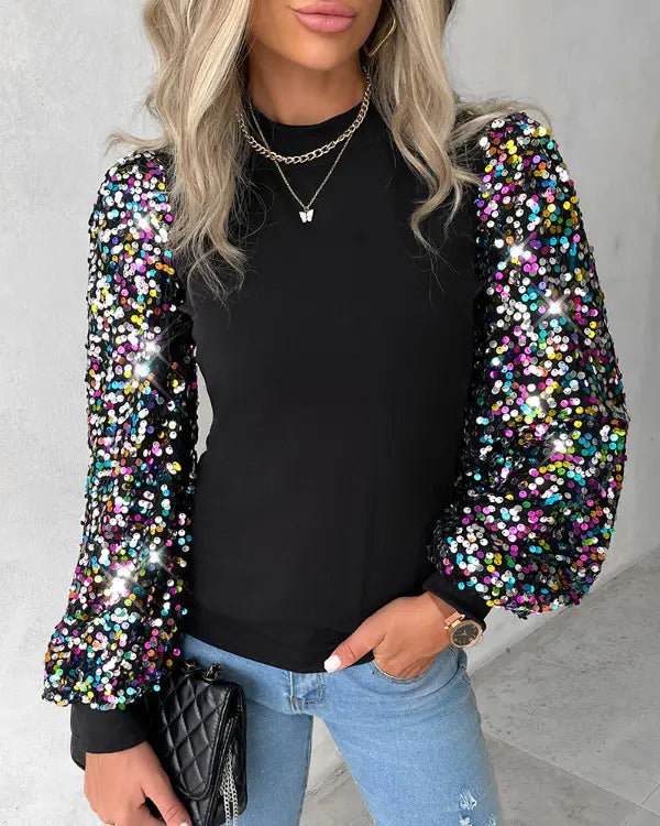 Trendy Damesblouse met Kleurrijke Ballonmouwen - Lorena