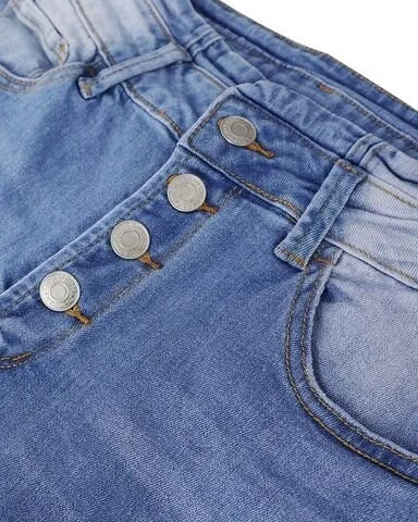 Trendy Denim Broek met Hoge Taille - Mila