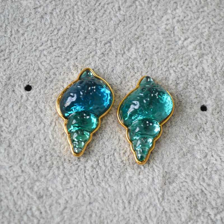 Zee Blauwe Schelp Oorbellen - Marina