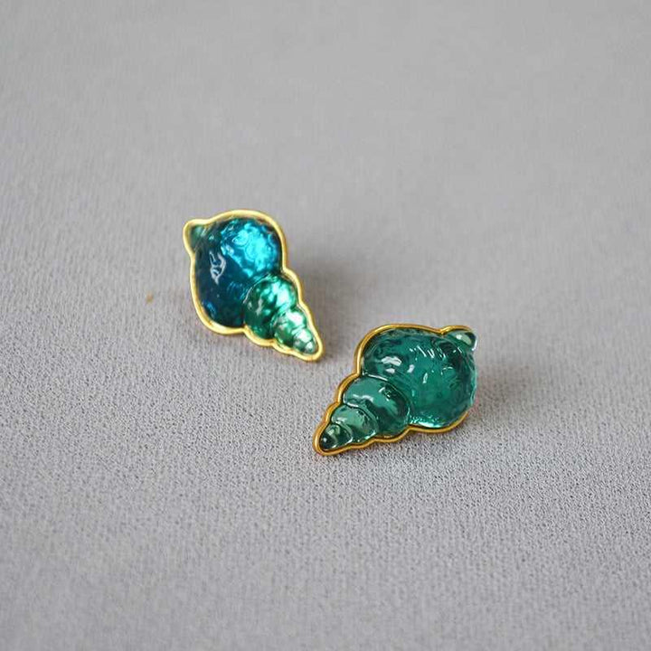 Zee Blauwe Schelp Oorbellen - Marina