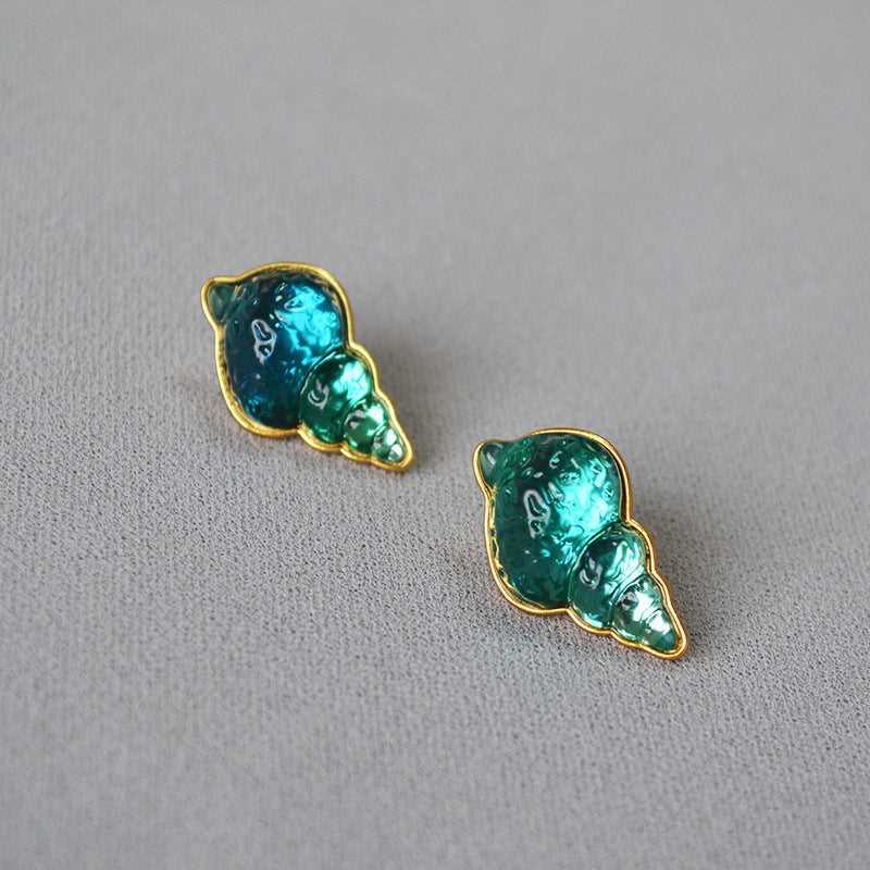 Zee Blauwe Schelp Oorbellen - Marina