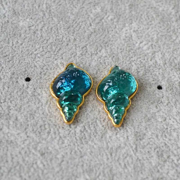 Zee Blauwe Schelp Oorbellen - Marina
