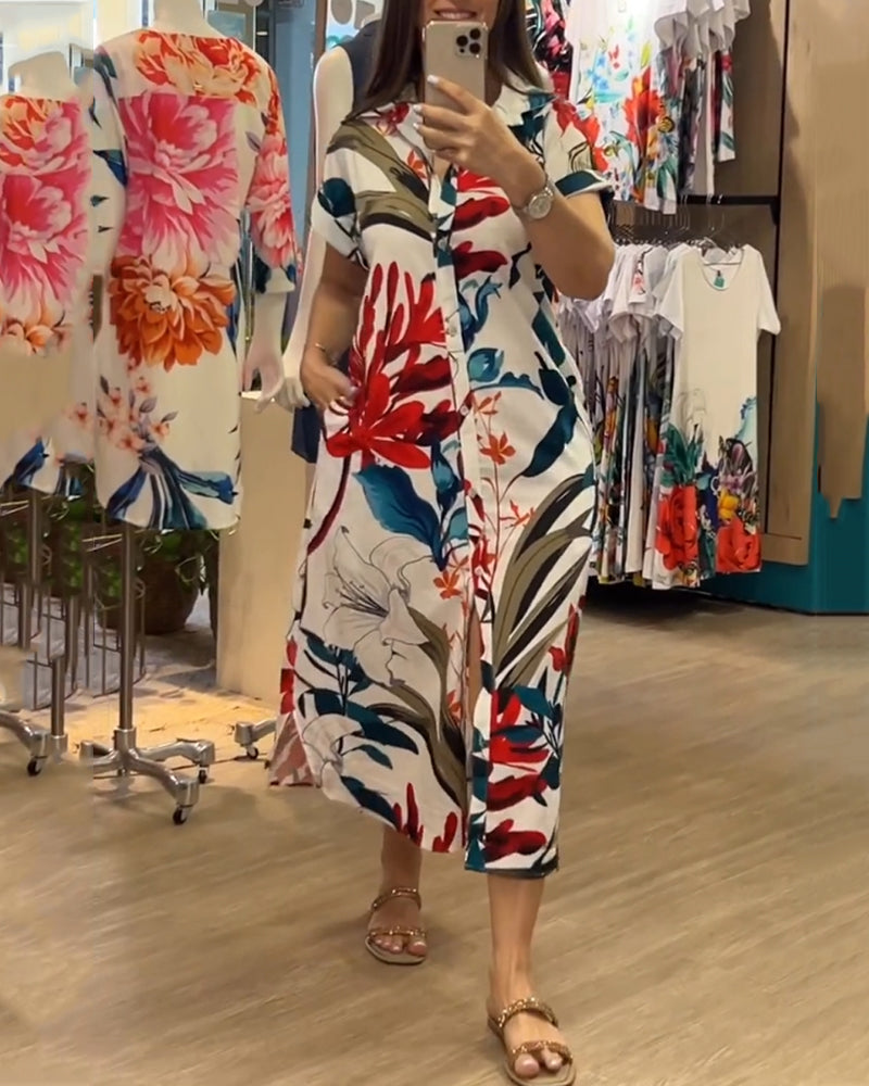 Trendy zomerjurk met print & blazerkraag – Flora