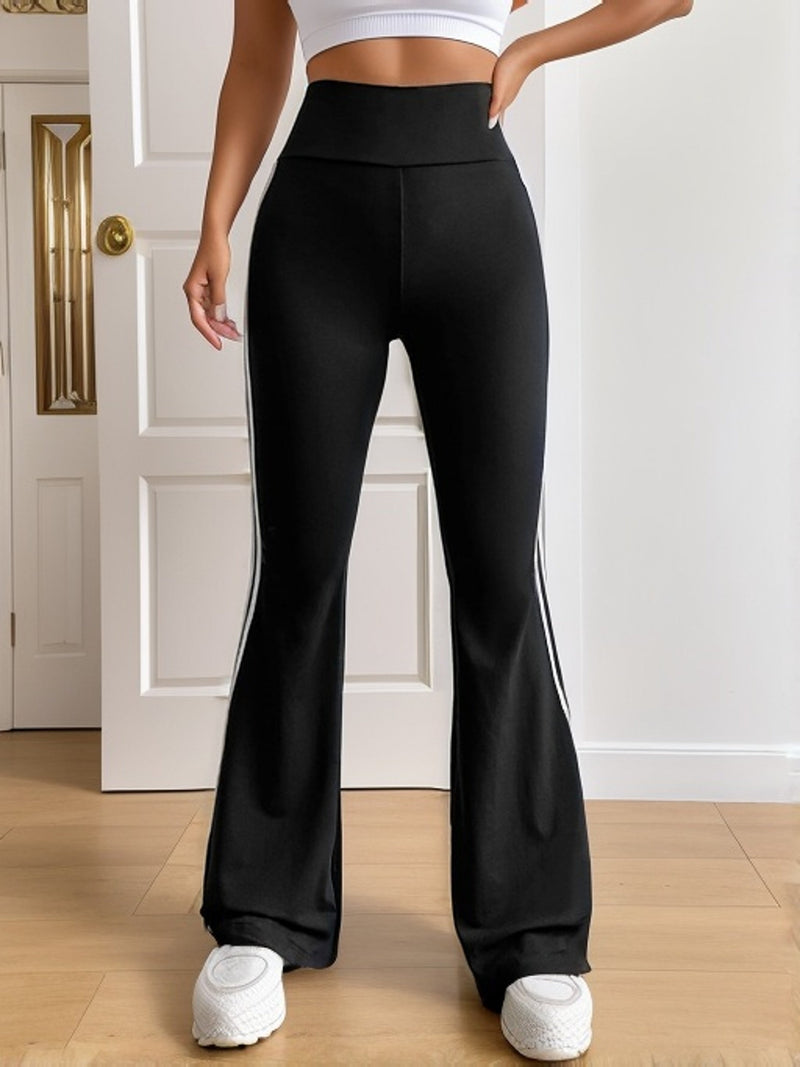 Gestreepte Dames Flared Broek met Hoge Taille - Lucia