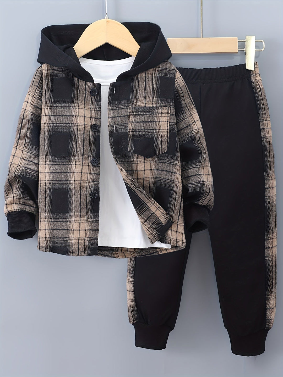 2-delige Jongensset Jordy met Geruite Hoodie en Joggingbroek