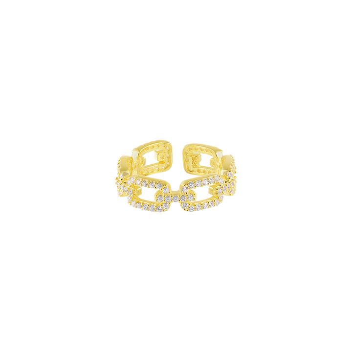 Gouden Schakel Ring met Zirkonia - Marina