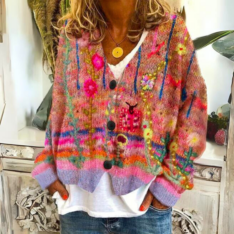 Warme Damescardigan met Print – Liv