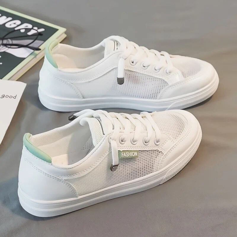 Witte Damessneakers met mesh bovenmaterialen – Elena