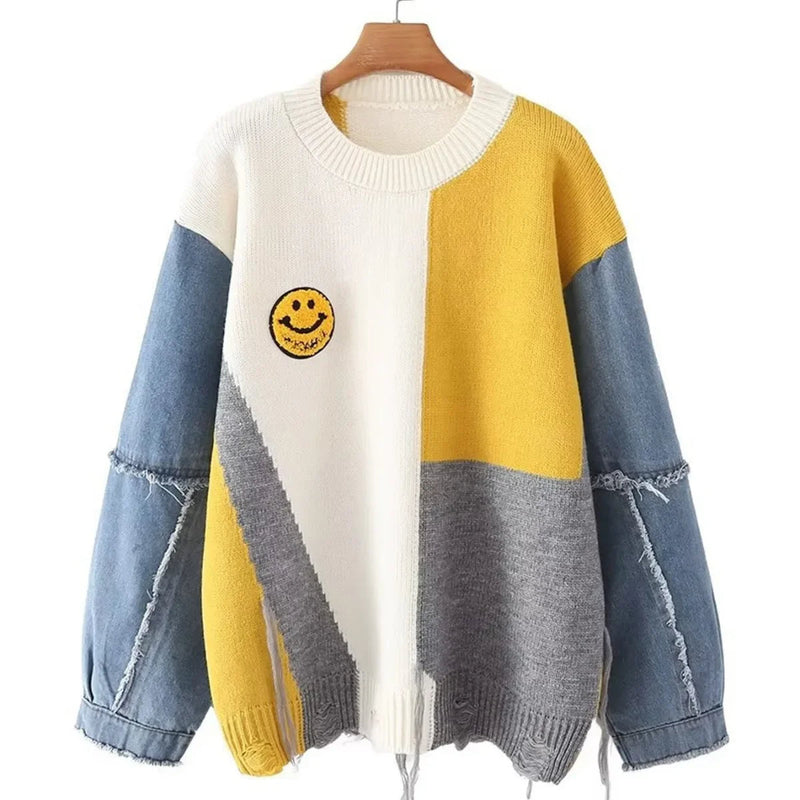 Vrolijke Patchwork Sweater voor Dames - Liora