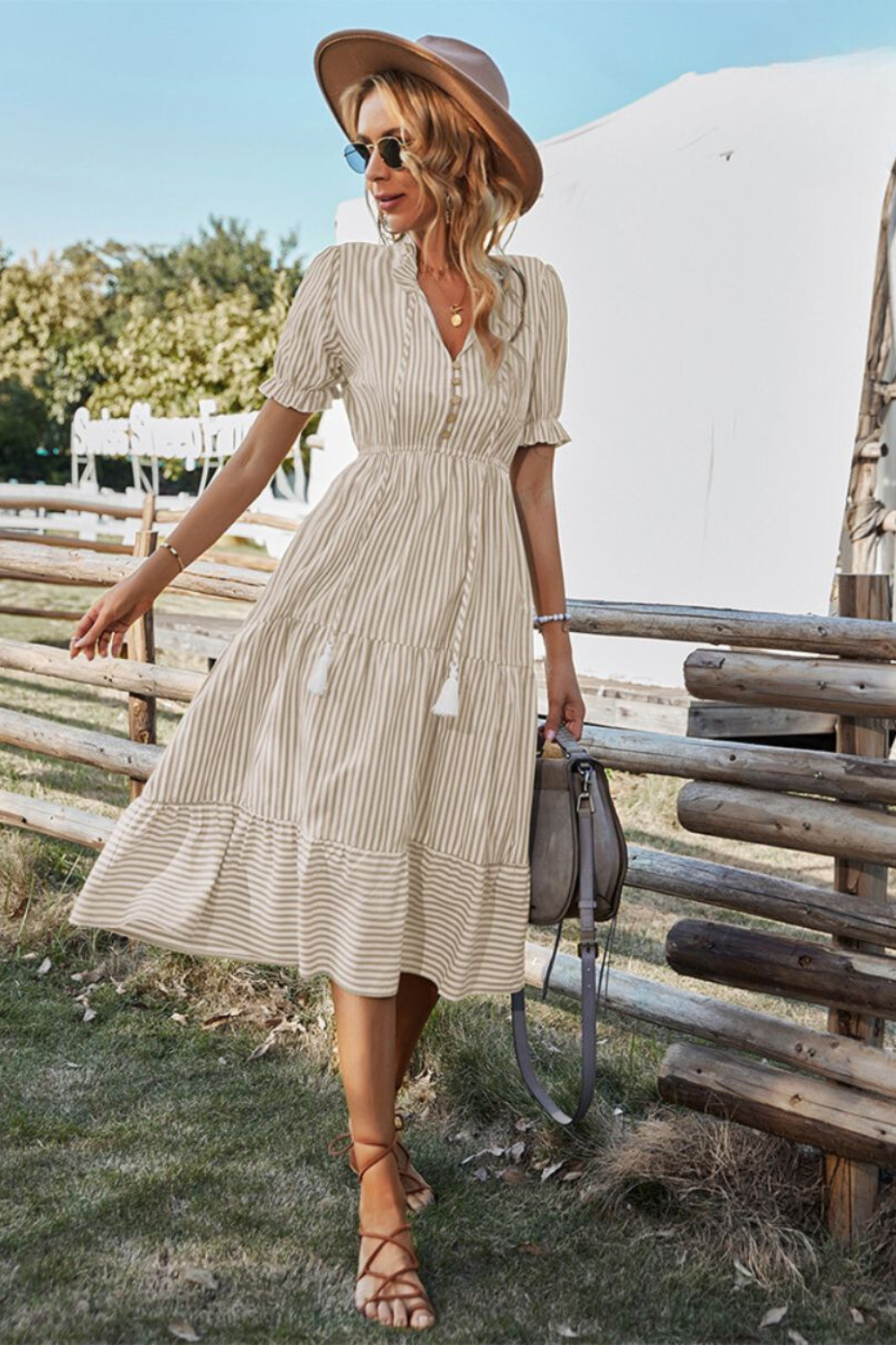 Gestreepte Zomer Midi Jurk – Amira