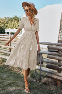 Gestreepte Zomer Midi Jurk – Amira