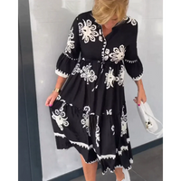 Trendy Jurk met Bloemenprint en 3/4 Mouwen – Elin