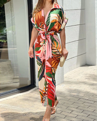 Zomerse Maxi-jurk met Kraag en Bandplooi – Mirella