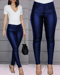 Leren stretchbroek met hoge taille – Raffaela