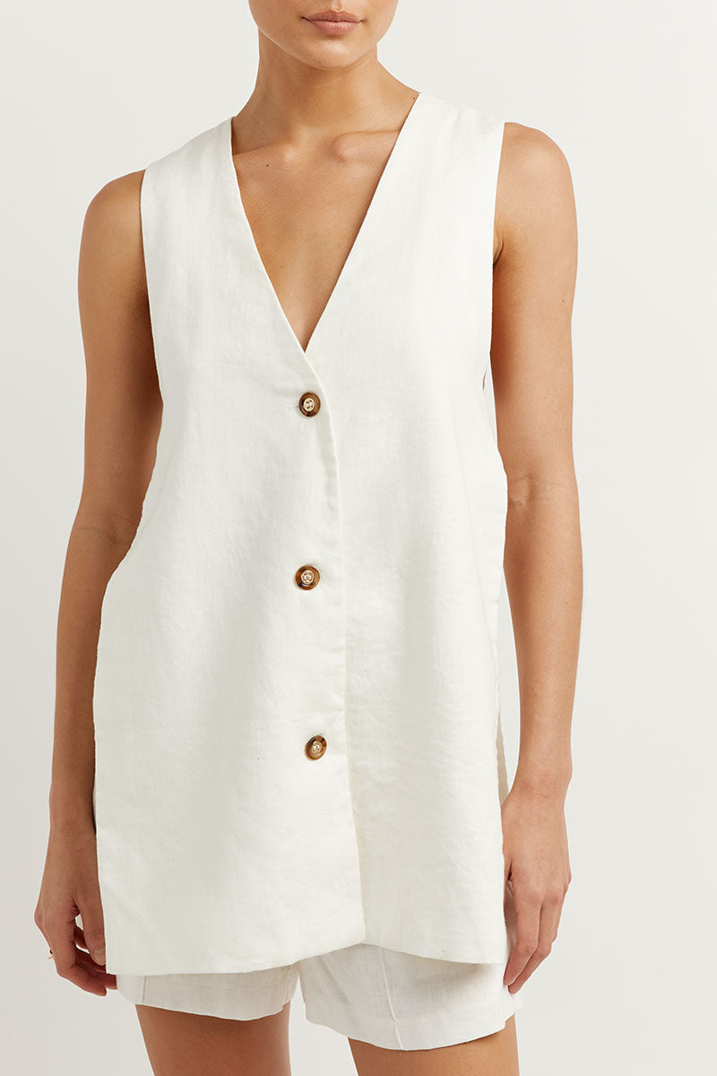 Dames Zomerset met Mouwloze Gilet en Hoge Taille Shorts – Sylvie