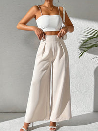 Beige High-Waist Wide-Leg Broek voor Dames - Yara
