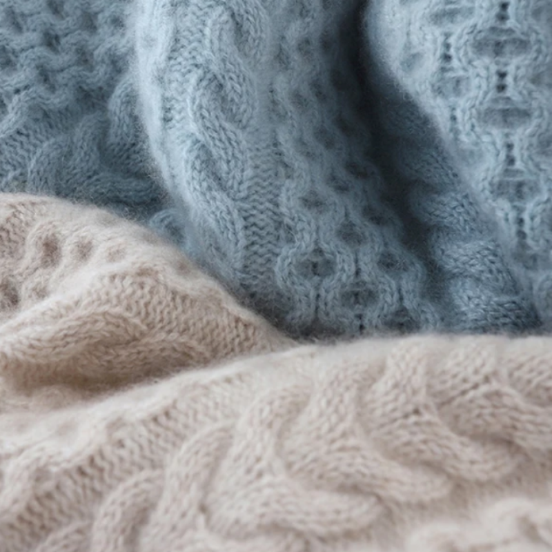 Luxe Kasjmier Coltrui met Geruit Patroon - Celeste