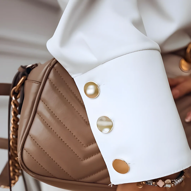 Stijlvolle dames blouse met knoopsluiting en klassieke kraag – Norea