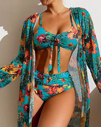 Driedelige Bikini Set met Bloemenprint – Yara