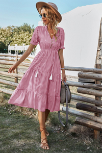 Gestreepte Zomer Midi Jurk – Amira