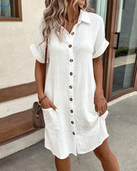Zomerjurk met Knoopsluiting en Korte Mouwen – Lotte