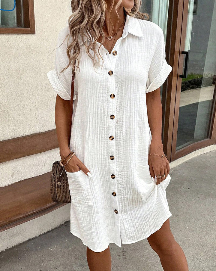 Zomerjurk met Knoopsluiting en Korte Mouwen – Lotte