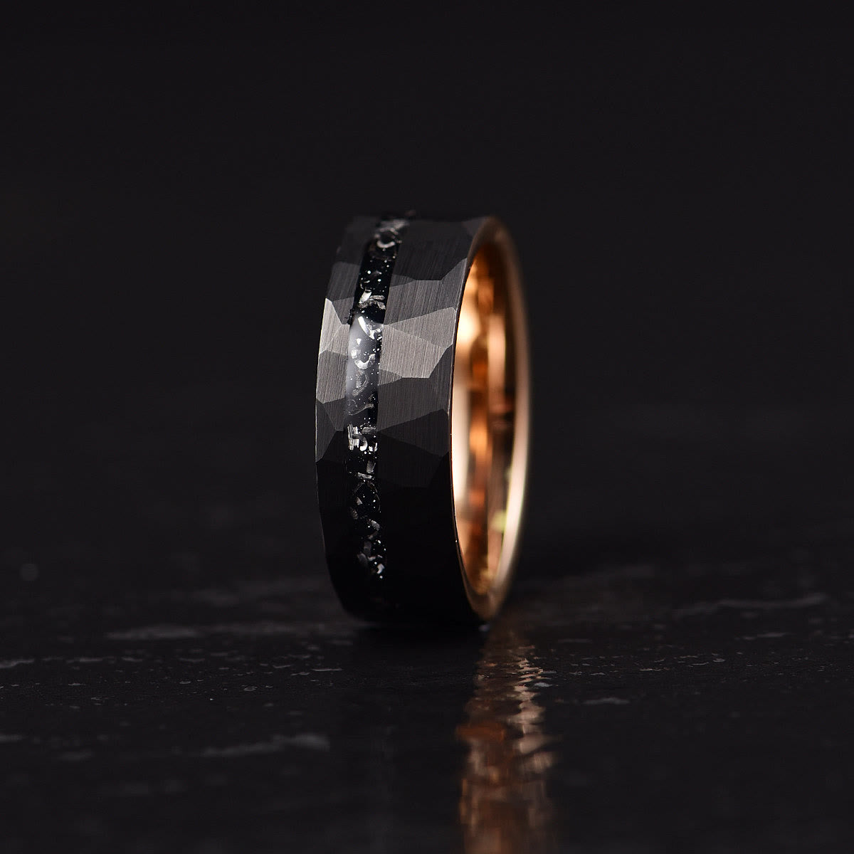 8mm Zwarte Toermalijn Wolframcarbide Ring - Ares