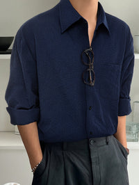 Donkerblauw Heren Overhemd met Borstzak - Milo