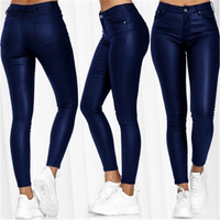 Leren stretchbroek met hoge taille – Raffaela