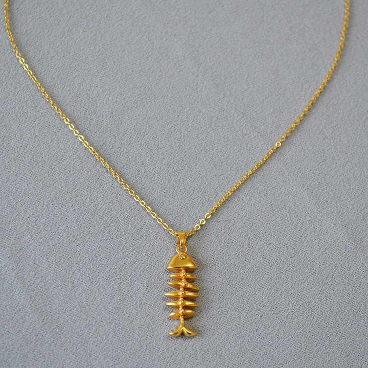 Vergulde Visgraat Ketting - Noelle