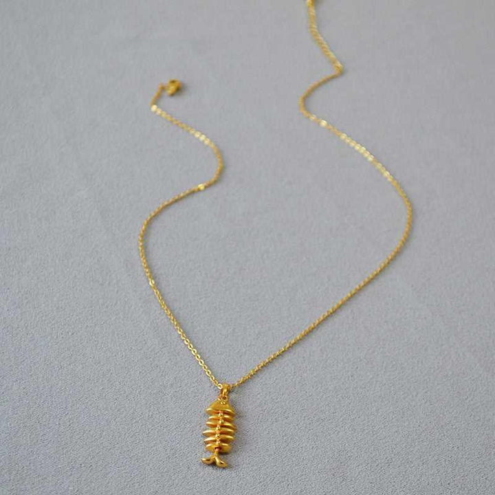 Vergulde Visgraat Ketting - Noelle