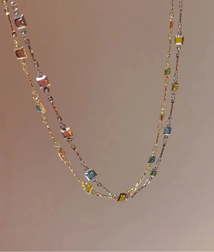 Fijne Gouden/Zilveren Ketting met Kleurrijke Stenen - Ivy