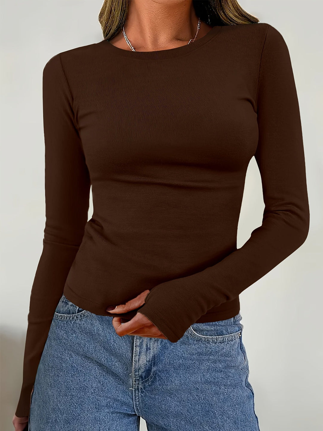 Dames Top met Lange Mouwen en Ronde Halslijn voor Herfst & Winter – Vivienne