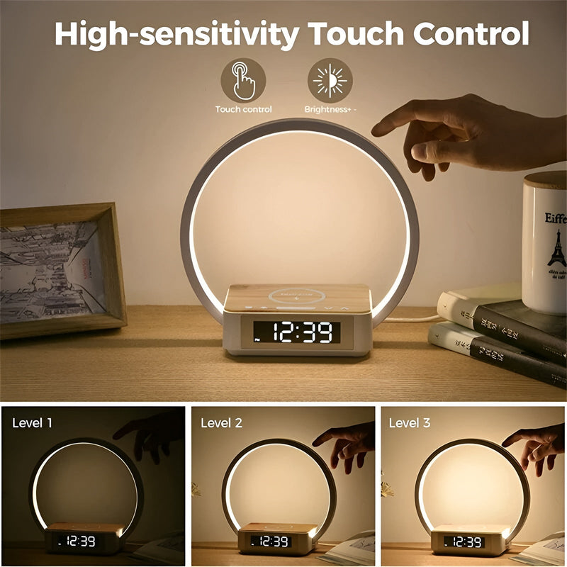 Design Nachtlamp met Oplader en Zachte Wekfunctie - LumoRise
