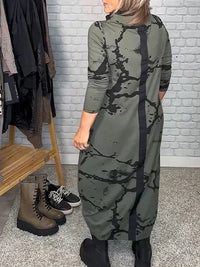 Jurk met Lange Mouwen en Retropatroon – Livienne