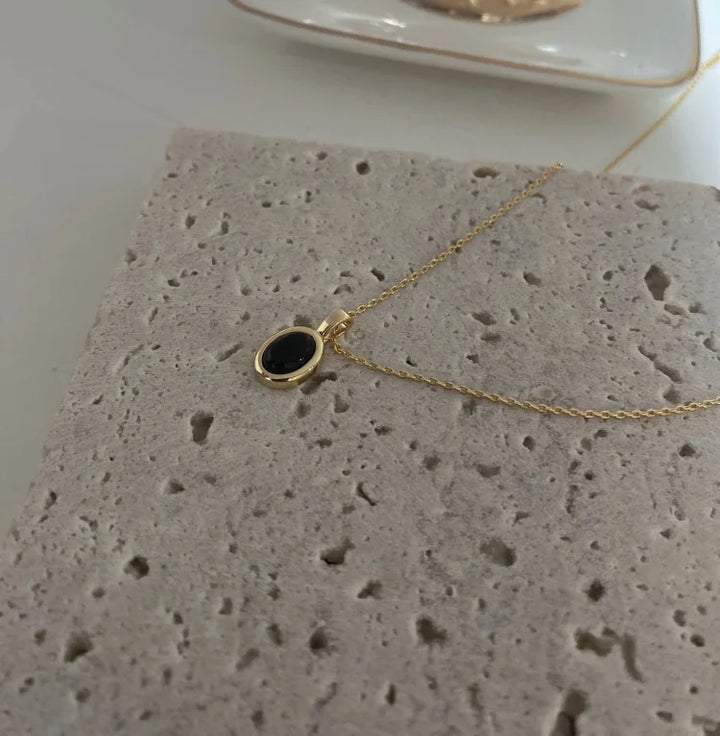 Zwarte Onyx en Parel Stapelketting - Aria
