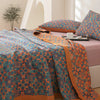 Oranje & Blauw Patroon Zeslaags Katoenen Quilt - TerraLoom