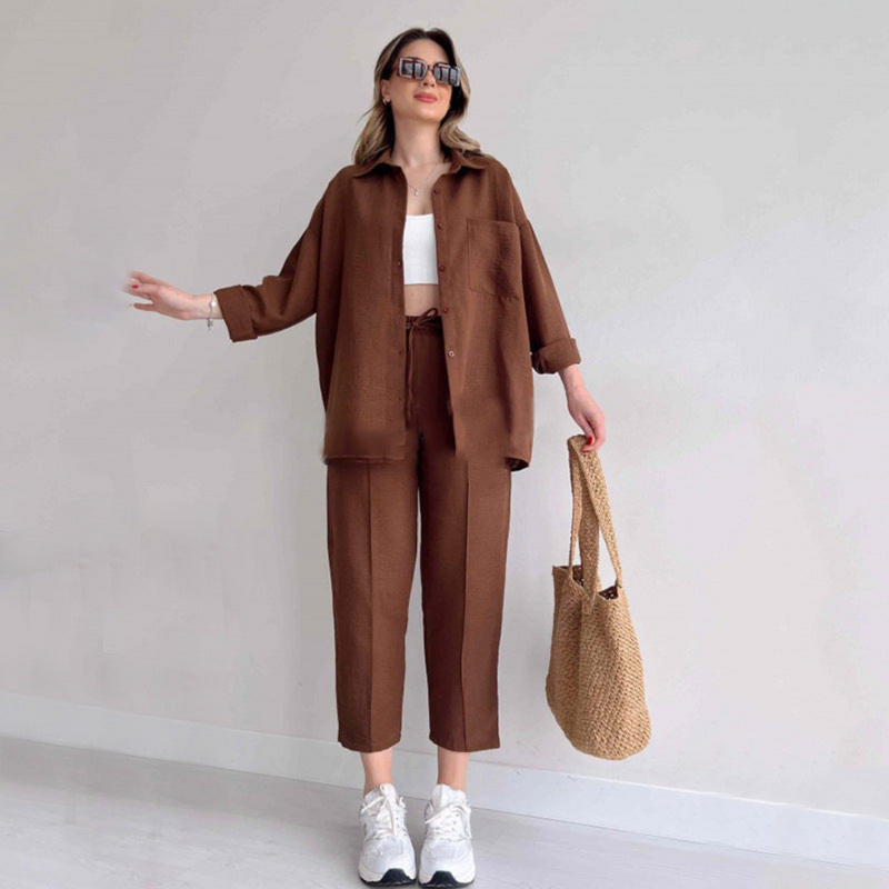 Lichte Tweedelige Linnen Dames Set - Camille