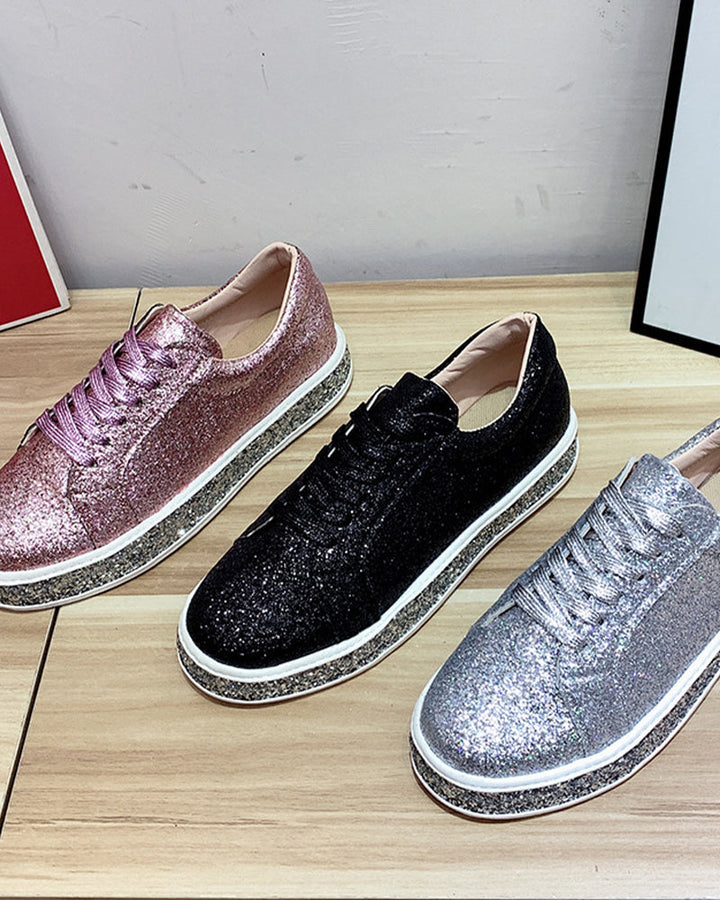 Stijlvolle Plateau Glitter Dames Sneakers - Sienna